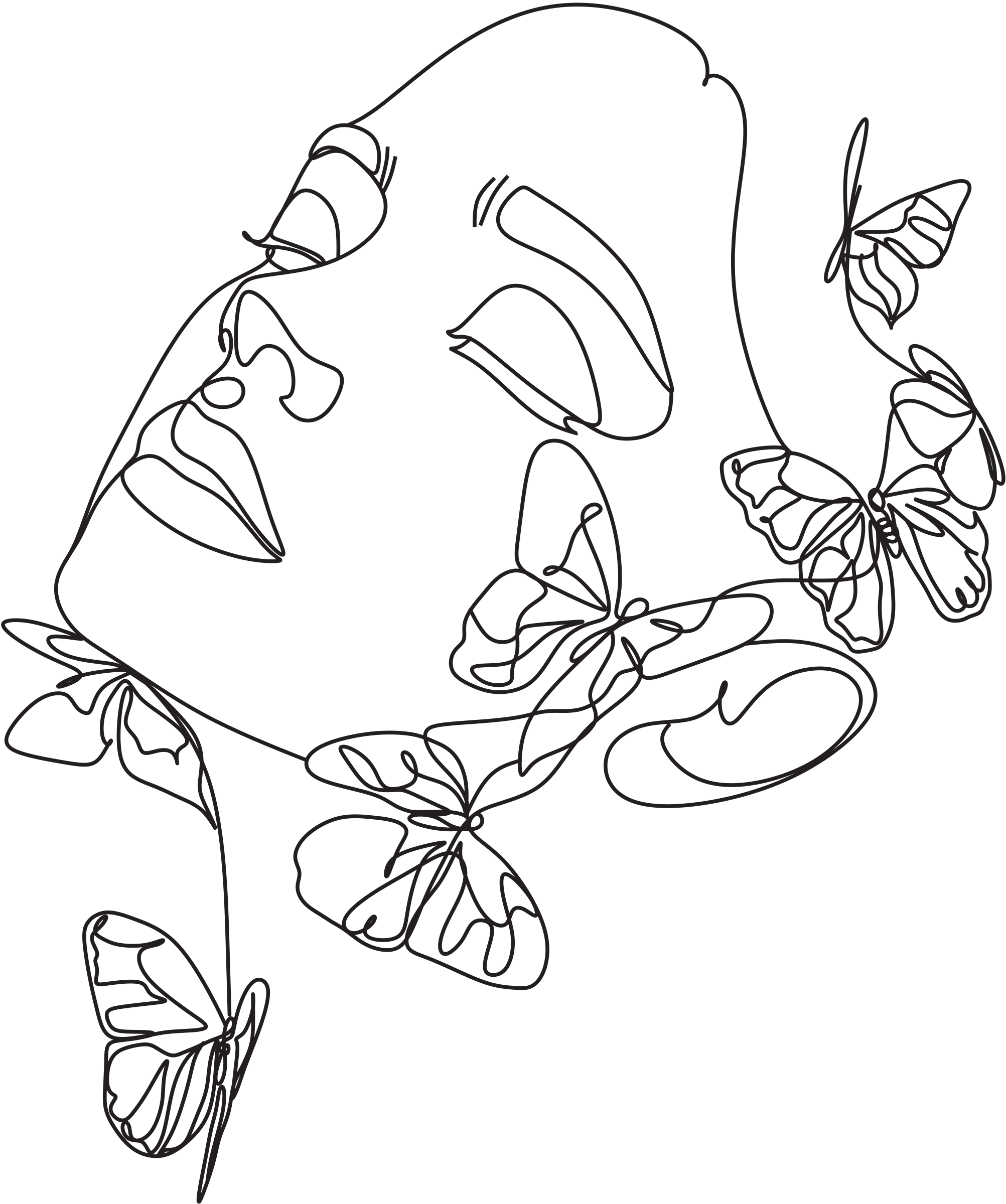 Abstract Woman with Butterflies